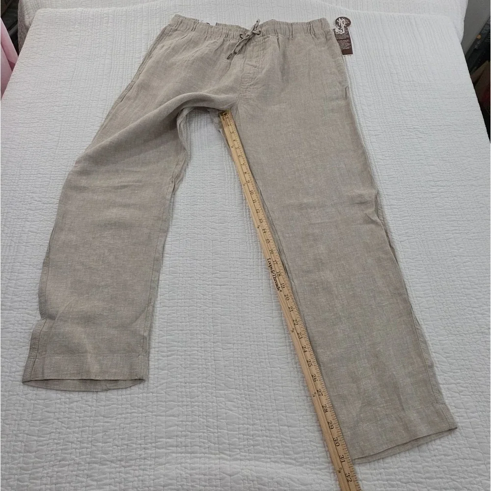 Panama Jack 100% Linen Pants Men's XL (36x30) Natural Taupe Elastic Waist NEW